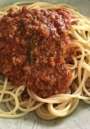 茄子と人参、チーズ入りミートソースパスタ-レシピのメイン写真