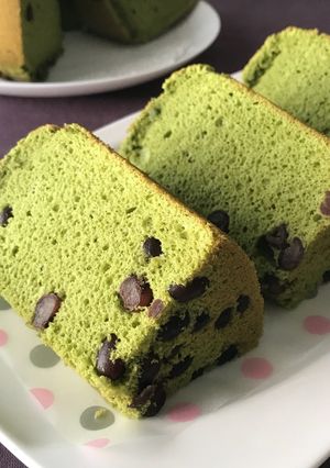 抹茶と小豆(白あん入り)のシフォンケーキ-レシピのメイン写真