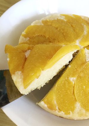 トースターで焼く！黄桃のケーキ-レシピのメイン写真