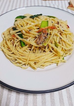 オイルサーディンと小松菜・桜エビのパスタ-レシピのメイン写真
