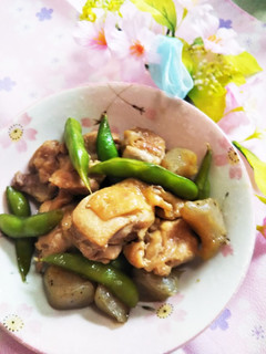 鶏肉と枝豆とゴボウのめんつゆ炒め-レシピのメイン写真