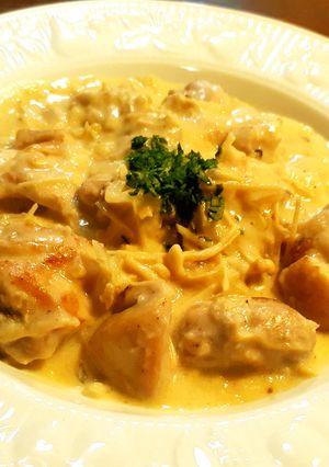 鶏肉と干しえのき茸のクリーム煮　発酵玉葱-レシピのメイン写真