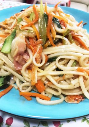 乾麺でまろやか焼うどん（醤油味）-レシピのメイン写真