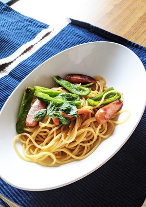 ソーセージ青じそにんにく唐辛子パスタ-レシピのメイン写真