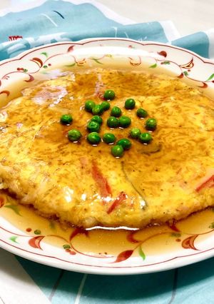 カニカマで豪華にします♪蟹玉の甘酢餡掛け-レシピのメイン写真