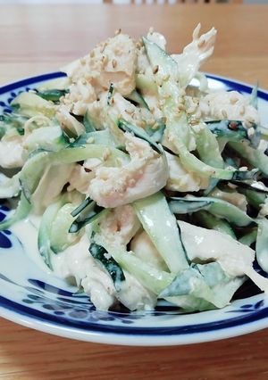 超簡単！きゅうりとササミのポンマヨサラダ-レシピのメイン写真