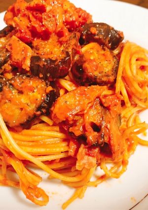~茄子とベーコンのトマトチーズパスタ~-レシピのメイン写真
