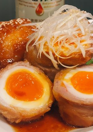 めんつゆで簡単 とろ〜り半熟卵の肉巻き-レシピのメイン写真