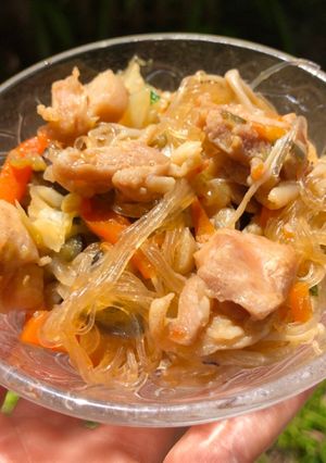 スープの素で簡単に！チゲ風春雨野菜炒め！-レシピのメイン写真