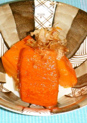赤かぼちゃの地がつお煮-レシピのメイン写真