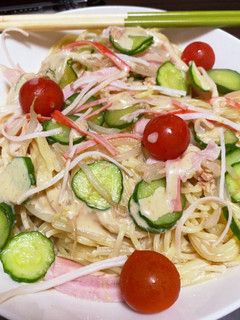 ごまドレッシングで簡単サラダパスタ-レシピのメイン写真