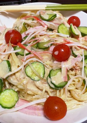 ごまドレッシングで簡単サラダパスタ-レシピのメイン写真