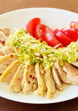 鶏ハムのネギ塩レモンソースがけ-レシピのメイン写真