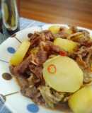 ＊じゃがいもと長ネギと牛肉の甘辛炒め＊