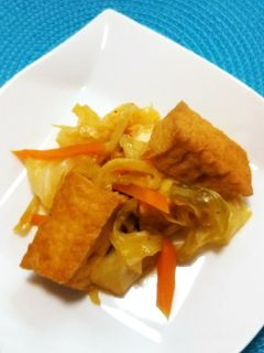 ご飯が進む!厚揚げとキャベツのキムチ炒め-レシピのメイン写真