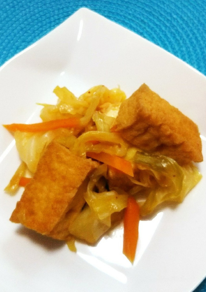 ご飯が進む！厚揚げとキャベツのキムチ炒め-レシピのメイン写真