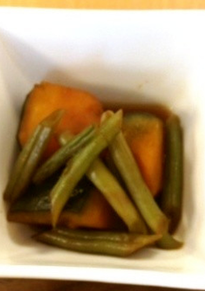 かぼちゃといんげんの煮物（透析食）-レシピのメイン写真