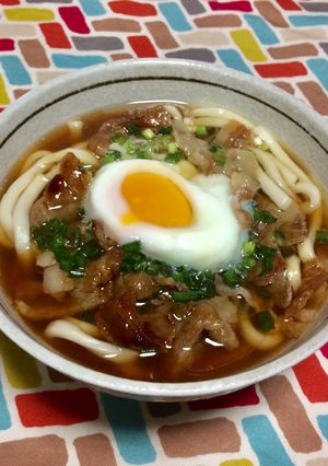 超簡単☆豚バラ温玉！激うま肉うどん♪♪♪-レシピのメイン写真