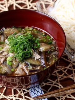 ナスと豚肉のあったかつけそうめん-レシピのメイン写真