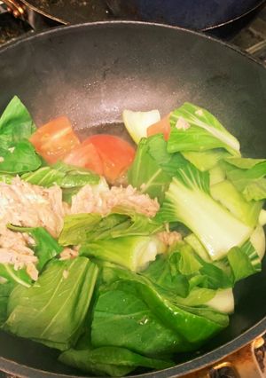 トマトとちんげん菜とツナの卵炒め-レシピのメイン写真