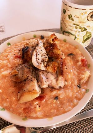 簡単トマトリゾット~鶏肉を添えて~-レシピのメイン写真