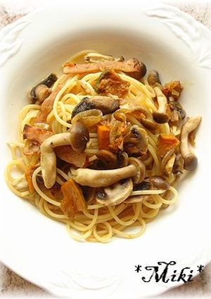 秋！きのことパンプキンの柚子胡椒パスタ。-レシピのメイン写真