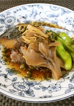 レンジで大人の味！サワラと舞茸の山椒煮-レシピのメイン写真