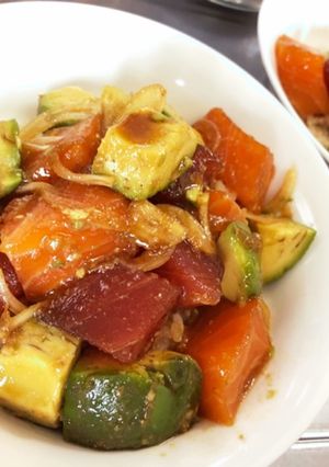 簡単◎サーモンマグロのアヒポキ丼-レシピのメイン写真
