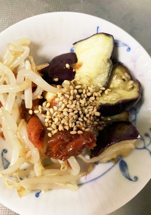 レンジもやしとなすの梅酢鰹節和えナムル風-レシピのメイン写真