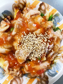 レンジフレッシュトマト豚こまのせドーム蒸-レシピのメイン写真