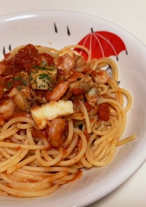 海鮮トマトパスタ-レシピのメイン写真