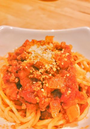 ミートソースパスタ-レシピのメイン写真