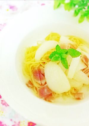 新玉ねぎとベーコンのパスタ♪-レシピのメイン写真