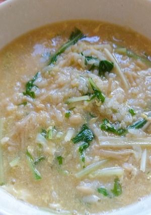 やさしい味の水菜とエノキの卵雑炊-レシピのメイン写真