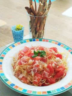 フレッシュトマトと生ハムの冷製パスタ-レシピのメイン写真