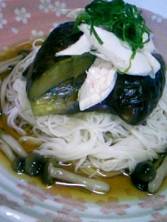 さっぱり☆ナスの煮浸しのっけそうめん☆-レシピのメイン写真