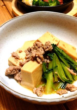 高野豆腐の煮物 挽肉入り-レシピのメイン写真