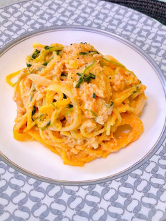 ツナと豆苗のトマトクリームパスタ-レシピのメイン写真
