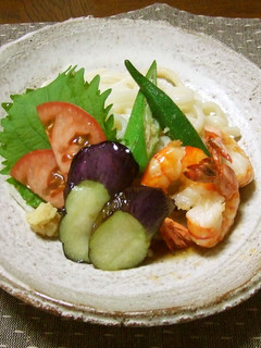夏野菜の素揚げぶっかけうどん-レシピのメイン写真