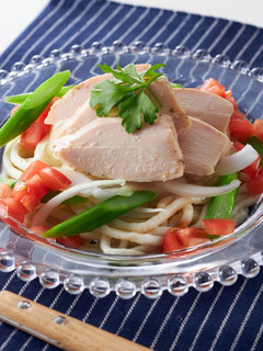 簡単ヘルシー☆蒸し鶏と野菜のイタリアン麺-レシピのメイン写真