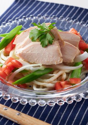 簡単ヘルシー☆蒸し鶏と野菜のイタリアン麺-レシピのメイン写真