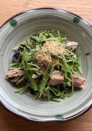 豆苗とサバ缶の和え物-レシピのメイン写真