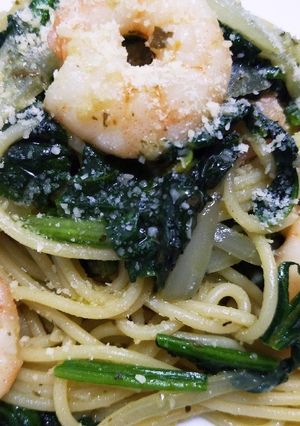 バジルソースで☆海老とほうれん草のパスタ-レシピのメイン写真