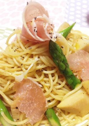 簡単美味しい♪タケノコと生ハムパスタ-レシピのメイン写真