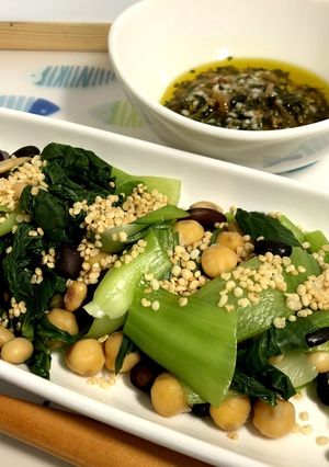 蒸し煮青菜とお豆のサラダ-レシピのメイン写真