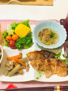 バランスご飯・豚ロースメインの献立の夕飯-レシピのメイン写真