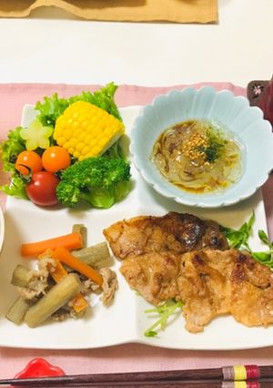 バランスご飯・豚ロースメインの献立の夕飯-レシピのメイン写真