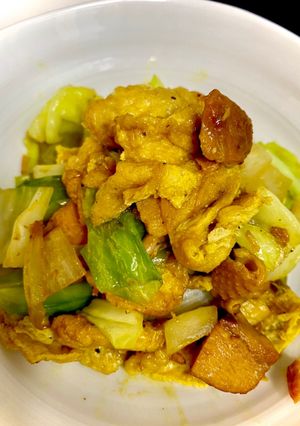 キャベツと油揚げの焼き鳥カレー炒め-レシピのメイン写真
