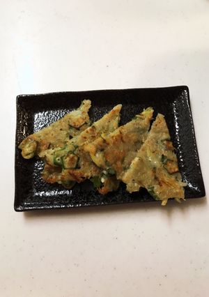 モチモチのオクラとネギのチヂミ♪-レシピのメイン写真