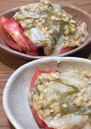 最強コンビ！新玉めかぶ納豆トマト-レシピのメイン写真